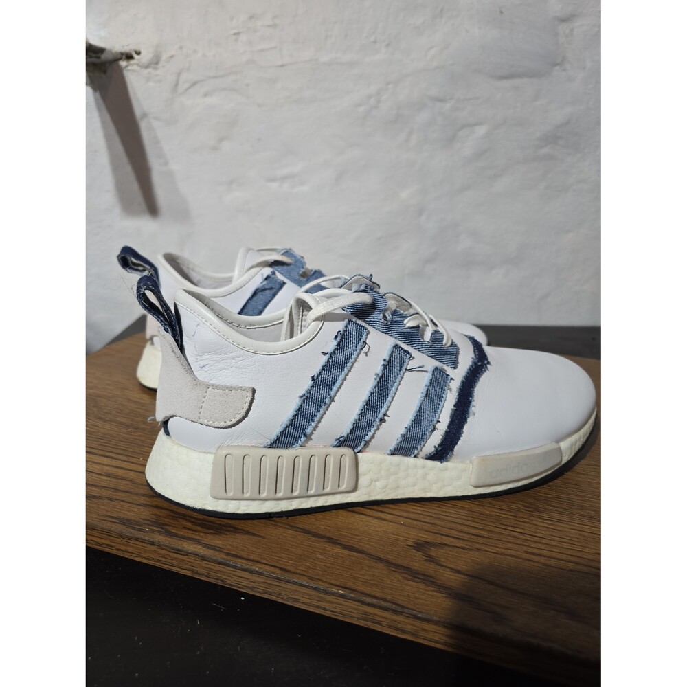 adidas NMD R1 Denim Pack Premium White Leather Raw Denim - Men's 11.5 - Picture 2 of 5